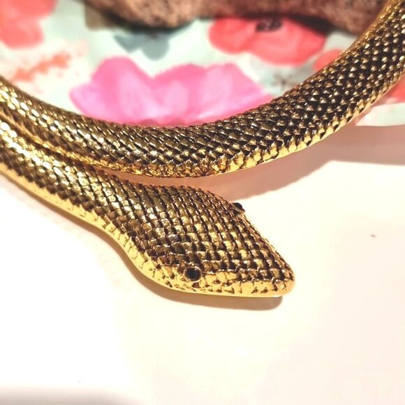 New ZARA Snake Choker Necklace In Aged Gold - Picture 8 of 11